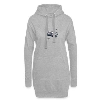 Kassette Bleistift 80's Mottoparty 80er Outfit - Hoodie-Kleid - Grau meliert - Vorne