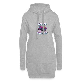 Never forget 80's Mottoparty 80er Jahre Outfit - Hoodie-Kleid - Grau meliert - Vorne