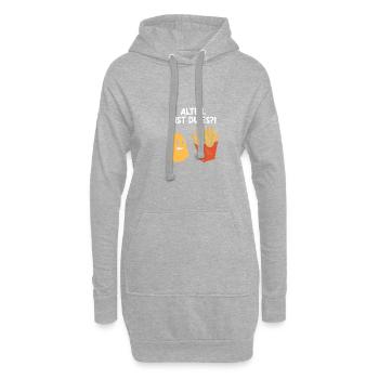 Alter bist du es?! Fritten Pommes French fries - Hoodie-Kleid - Grau meliert - Vorne
