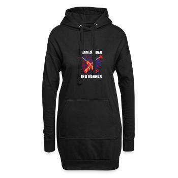 Zünden und rennen Pyrotechniker Böllern Feuerwerk - Hoodie-Kleid - Schwarz - Vorne