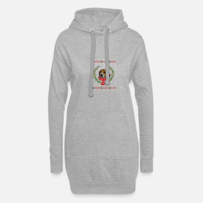 Beagle hässlicher Weihnachtspullover - Beagle - Hoodie-Kleid - Grau meliert