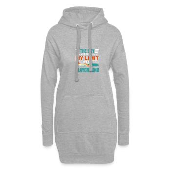 SKY IS NOT MY LIMIT IT'S MY PLAYGROUND Geschenke - Hoodie-Kleid - Grau meliert - Vorne