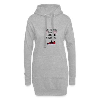 Ich brauche nur Jesus, Trainer und Parfüm - Hoodie-Kleid - Grau meliert - Vorne