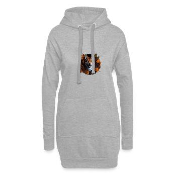 Chien Shiba Inu dans les feuilles d’automne d’automne - Sweat-shirt à capuche long Femme - gris chiné - Devant