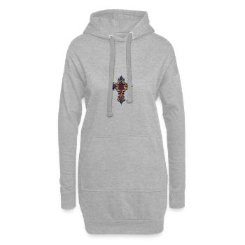 Symbole de la croix - Sweat-shirt à capuche long Femme - gris chiné - Devant