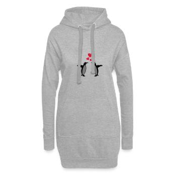 pinguin in love - Hoodie-Kleid - Grau meliert - Vorne