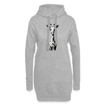 Girafe géométrique - Sweat-shirt à capuche long Femme - gris chiné - Devant