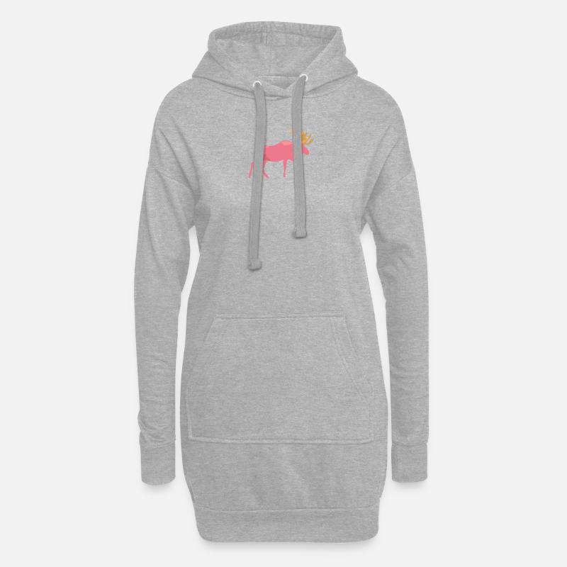 pinker Elch - Hoodie-Kleid - Grau meliert