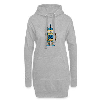 Un robot avec des engrenages - Sweat-shirt à capuche long Femme - gris chiné - Devant