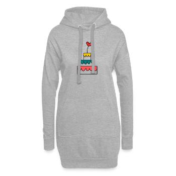 HAPPY BIRTHDAY. JOYEUX ANNIVERSAIRE. ANNIVERSAIRE. - Sweat-shirt à capuche long Femme - gris chiné - Devant