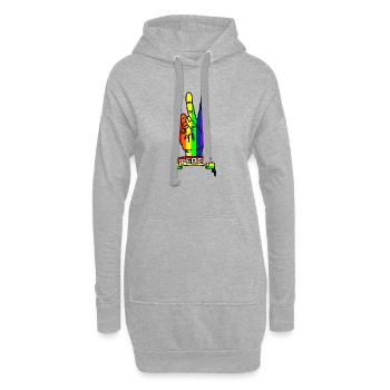 Regenbogen Friedenslogo Hand mit Friedenszeichen - Hoodie-Kleid - Grau meliert - Vorne