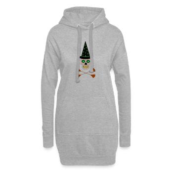 Poisonous Witch Skull and Cross Brooms - Hoodie Dress - heather grey - Front