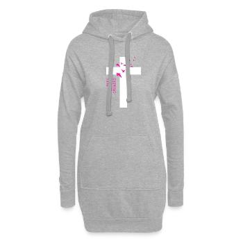 Croix blanche « Make Heaven Crowded » Design - Sweat-shirt à capuche long Femme - gris chiné - Devant