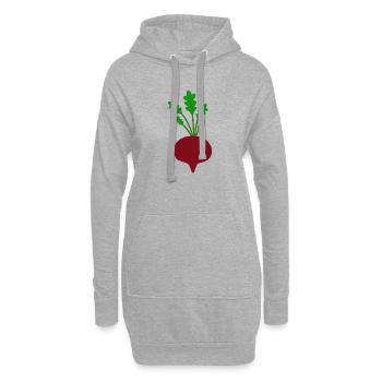 Lebendige Rote-Bete-Blatt-Illustration - Hoodie-Kleid - Grau meliert - Vorne