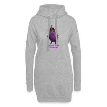Aubergine mit Attitüde Gemüse Illustration  - Hoodie-Kleid - Grau meliert - Vorne