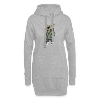 Dinosaure tricératops Hiver frais - Sweat-shirt à capuche long Femme - gris chiné - Devant