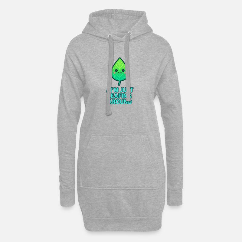 I'm just leafing around – Blattdesign - Hoodie-Kleid - Grau meliert