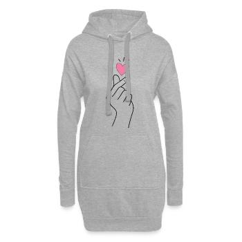 Cœur de doigt K-Pop - Sweat-shirt à capuche long Femme - gris chiné - Devant