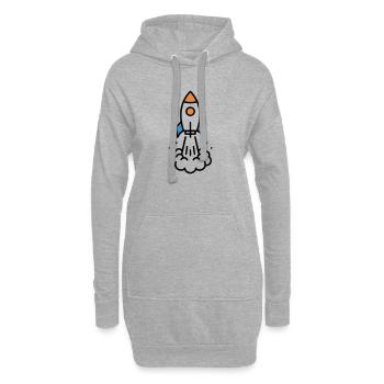 Rakete Start Weltraum Comic - Hoodie-Kleid - Grau meliert - Vorne