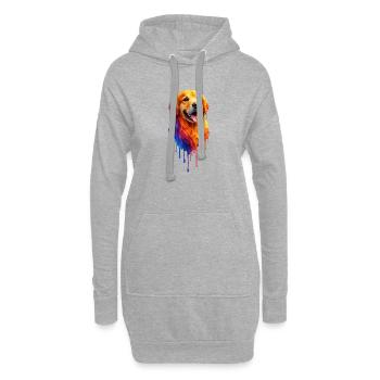 Golden Retriever in bright colors - Hoodie Dress - heather grey - Front