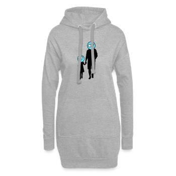 Familie Silhouette Liebe Kinder Eltern Mama Papa - Hoodie-Kleid - Grau meliert - Vorne