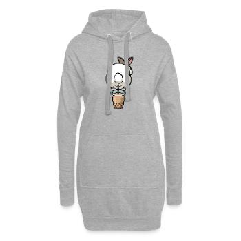 Bubble Tea Boba Drôle de Lapin mignon - Sweat-shirt à capuche long Femme - gris chiné - Devant