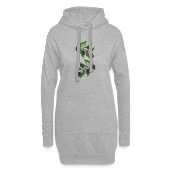 Illustration des branches d’olivier Estampe botanique - Sweat-shirt à capuche long Femme - gris chiné - Devant