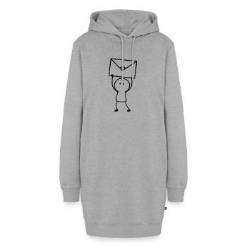 Brief mit Herz | Kleine Nachricht ohne Worte - Hoodie-Kleid - Grau meliert - Vorne - AI Model Female 172 light (172cm)
