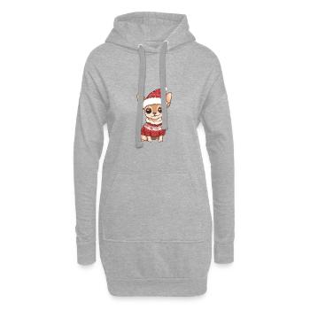 Bande dessinée de Noël chien chihuahua - Sweat-shirt à capuche long Femme - gris chiné - Devant
