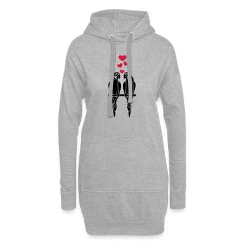 Perroquet - Sweat-shirt à capuche long Femme - gris chiné - Devant