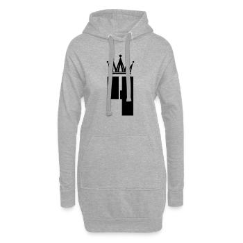 4 - Sweat-shirt à capuche long Femme - gris chiné - Devant