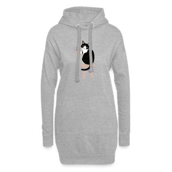 Pause café chat - Sweat-shirt à capuche long Femme - gris chiné - Devant