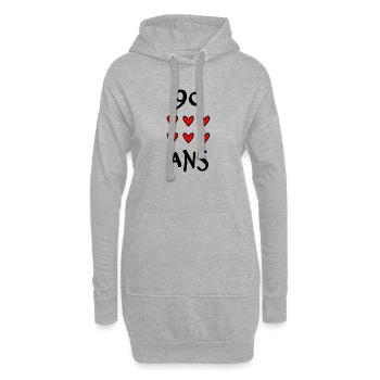 90. 90 ANS. 90e ANNIVERSAIRE. ANNIVERSAIRE 90 ANS. - Sweat-shirt à capuche long Femme - gris chiné - Devant