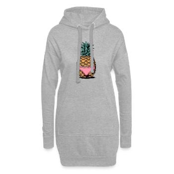 Ananas in Pink - Hoodie-Kleid - Grau meliert - Vorne
