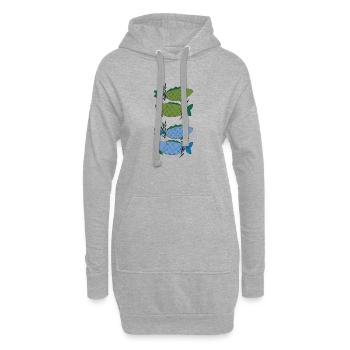 Fischmuster in zarten Farbverläufen - Hoodie-Kleid - Grau meliert - Vorne