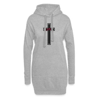 Croix Amour Chrétien - Sweat-shirt à capuche long Femme - gris chiné - Devant