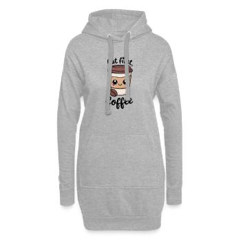 Kawaii-Kaffee, aber zuerst Kaffee - Hoodie-Kleid - Grau meliert - Vorne