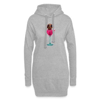 Dackel im Martini Glas Surreal Cartoon - Hoodie-Kleid - Grau meliert - Vorne