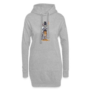 Lustiges Zebra Spaghetti Essen Große Augen Clumsy - Hoodie-Kleid - Grau meliert - Vorne