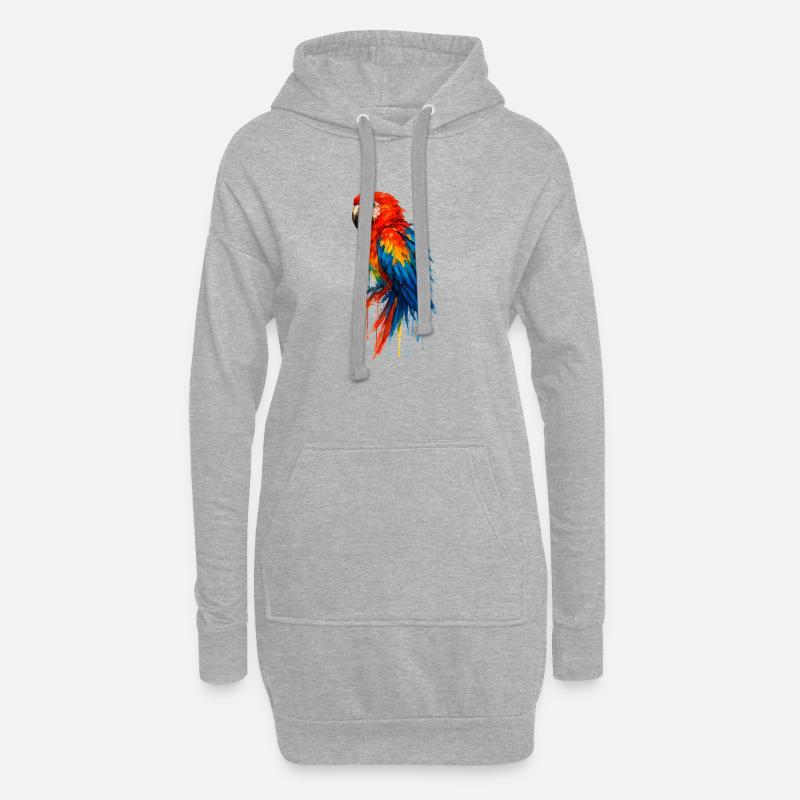 Papagei-Ara, Aquarell, farbenfroher Vogel - Hoodie-Kleid - Grau meliert