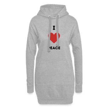 J’aime la paix - Sweat-shirt à capuche long Femme - gris chiné - Devant