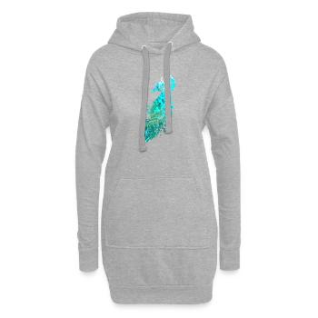 Splash Art Blue Peacock - Sweat-shirt à capuche long Femme - gris chiné - Devant
