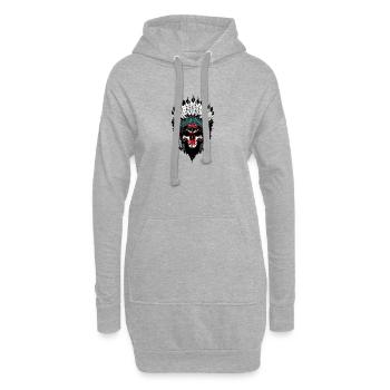 crâne indien - Sweat-shirt à capuche long Femme - gris chiné - Devant