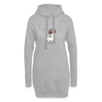 Comic Lama Alpaka Blume Sonnenbrille Hippie Tänzer - Hoodie-Kleid - Grau meliert - Vorne