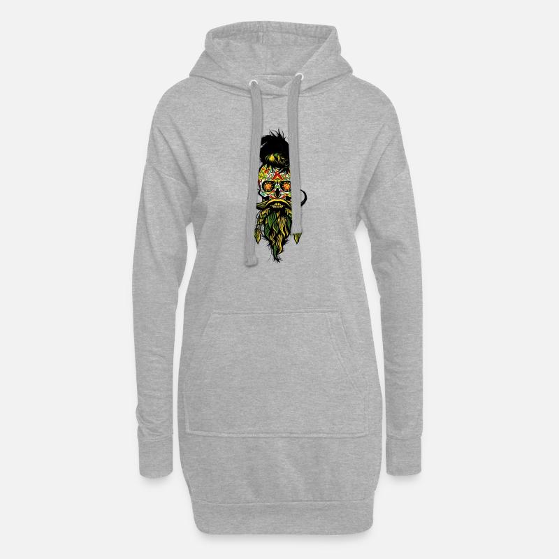 Kopf des mexikanischen Hipsters des Todes Bart Bart Bart - Hoodie-Kleid - Grau meliert
