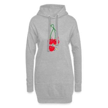 Trois cerises - Sweat-shirt à capuche long Femme - gris chiné - Devant