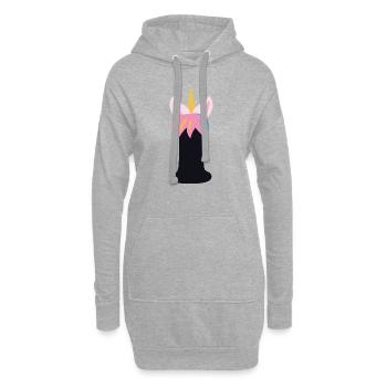 Einhorn-Buchstabe Regenbogenstyle "I" | be unique - Hoodie-Kleid - Grau meliert - Vorne