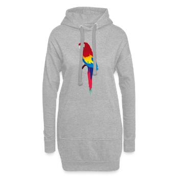 Bunter Papagei Print auf Kleidung - Hoodie-Kleid - Grau meliert - Vorne