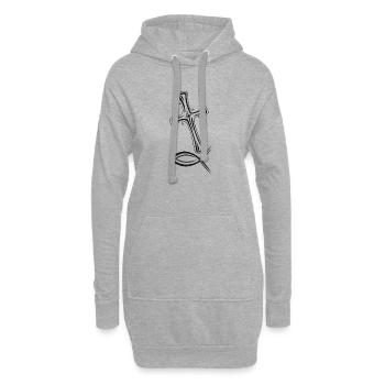 Kreuz Fisch Symbol - Hoodie-Kleid - Grau meliert - Vorne