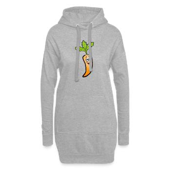 Lustige Comic-Mohrrübe - Hoodie-Kleid - Grau meliert - Vorne